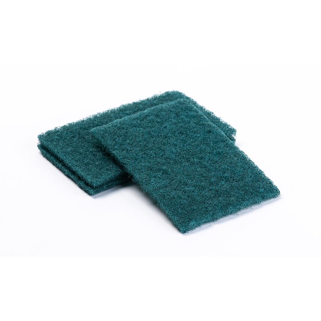 Lavex 9 x 6 x 3/8 Extra Heavy-Duty Green Scouring Pad - 10/Pack