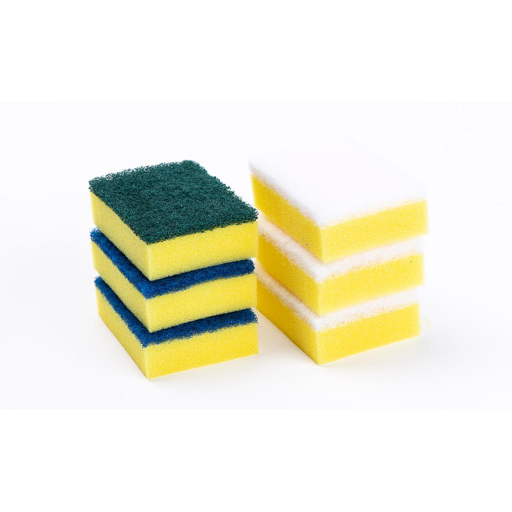 Abrasive/soft scouring sponge 3 3/4&quot; x 2 3/4&quot; (x6)