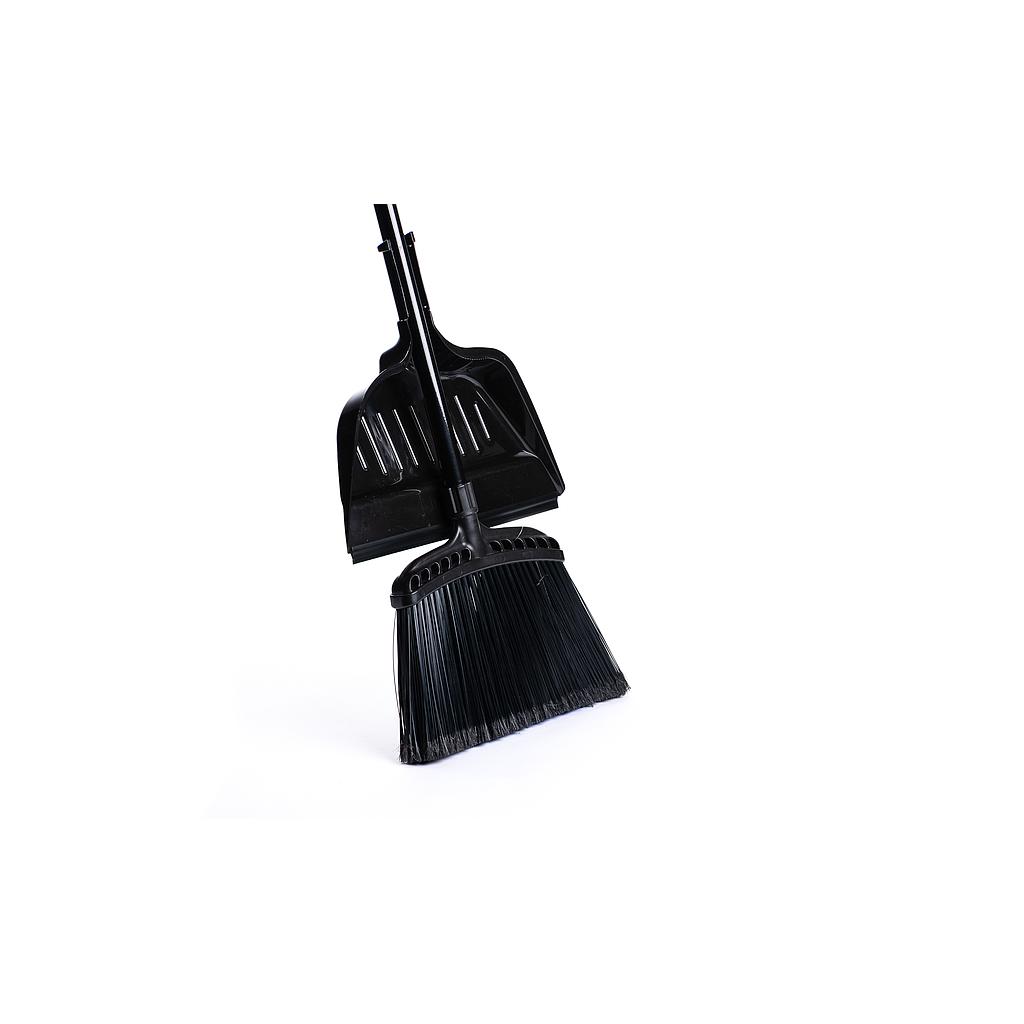 Large angle broom with dustpan