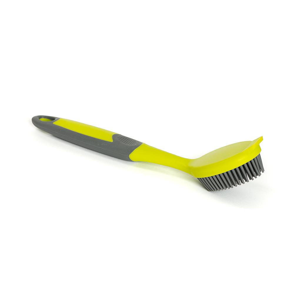 Utility scrub brush, elastomer fibres