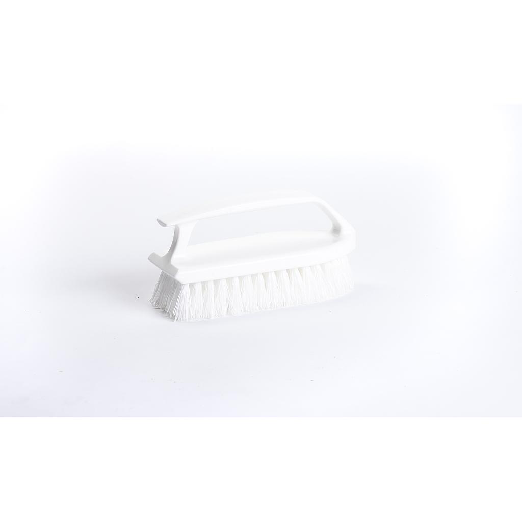 Synthetic scrubber brush with handle