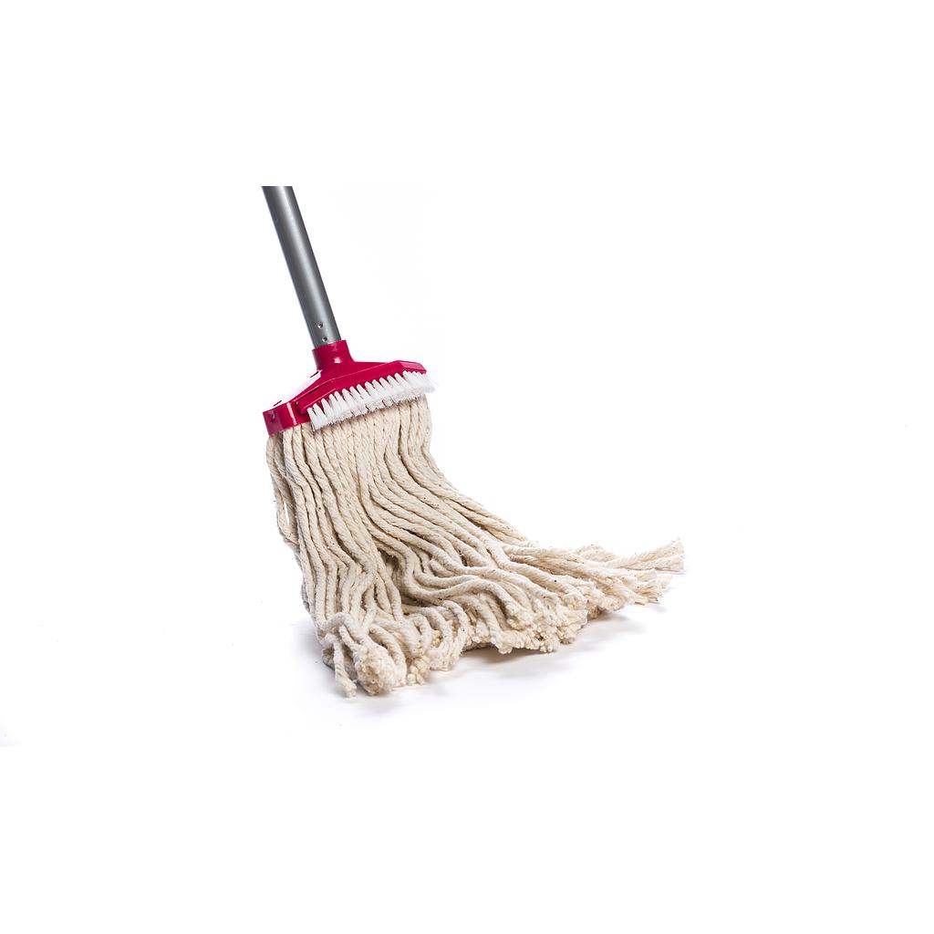 Wet mop with scrub brush